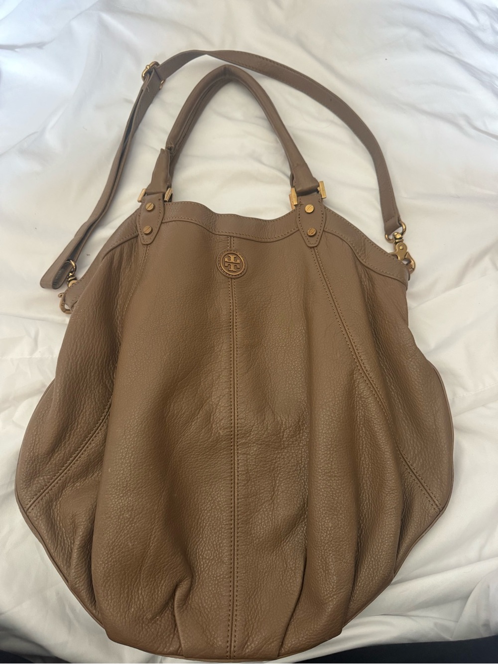 Tory Burch Tan Pebbled Leather Shoulder Bag
